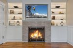 Living room w fireplace, 55 smart Id TV with Sonos wireless sound system